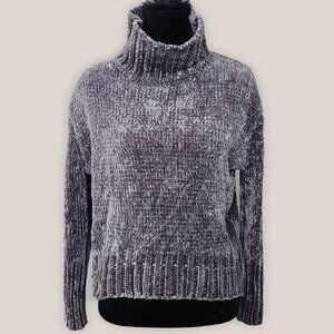 CYNTHIA ROWLEY Gray Knitted Sweater w/ Turtle Neck Long Sleeve Top
